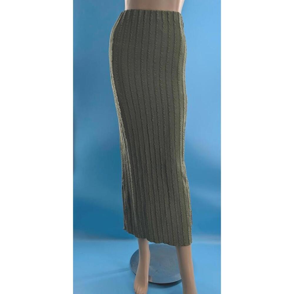 Topshop wiggle textured column maxi skirt in khaki NEW Size 4/6‎